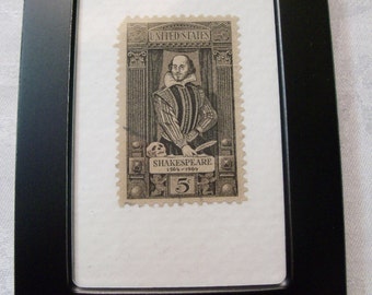 Shakespeare, Vintage Stamp, Framed Stamp, Shakespeare Stamp, Romeo and Juliet, Thespian, Collectible postage stamp