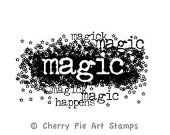 MAGIC HAPPENS- CLiNG ruBBer STAMP by Cherry Pie G226