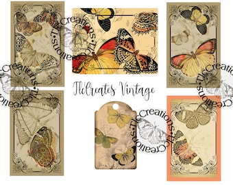 Fly Free Butterfly Vintage Journal Card Set Printable