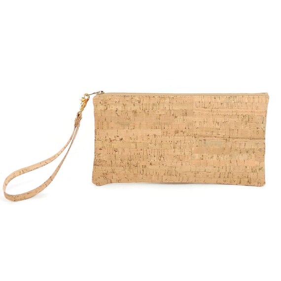 Cork Clutch Purse with Leather Wristlet Strap by Spicer Bags/