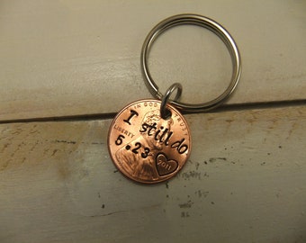 I still Do Keychain, Penny Keychain, 7 year Anniversary Keychain, Copper Keychain, Personalized Keychain, Anniversary Keychain