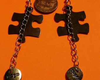 Puzzle piece and hope earrings (Autism awareness earrings)