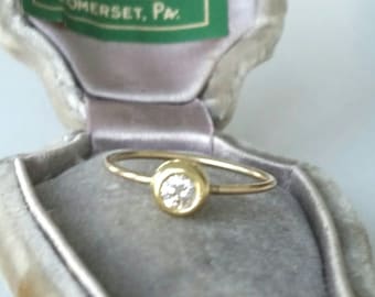14k diamond bezel set ring | solitaire ring