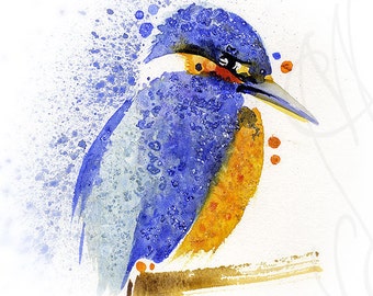 Martinefa's Original watercolor and Ink "Kingfisher"