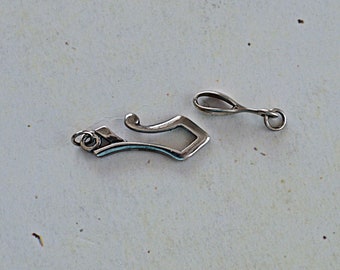 Hook & Eye Clasp w/4mm ump Rings, Oxidized Sterling Silver, 30mm Clasp, 1 Set