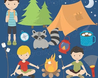 Camping Digital Clipart Outdoor Clipart Campfire Clipart