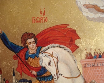 Saint George,Byzantine icon, Orthodox icon,Handpainted icon,Religious art