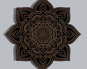 Floral Mandala Geometric Laser Engraved Wood Wall Art