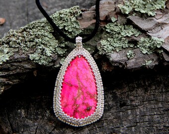 Lucin Variscite necklace Variscite jewelry Variscite pendant Pink variscite necklace beads variscite jewelry Beaded Pendant Pink necklace