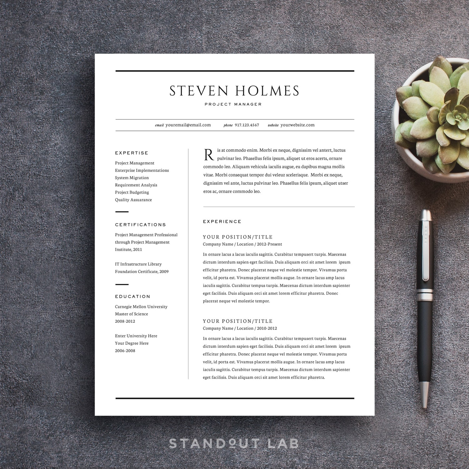 Resume Template and Cover Letter Template Professional Design