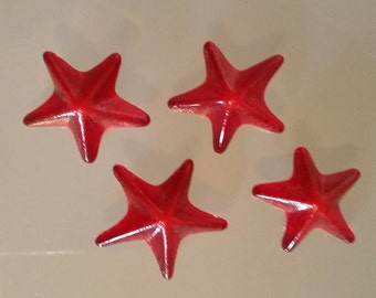 Button 34mm Red Star Fused Glass Deep Shank Button