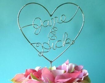 Personalized Wedding cake topper with Heart shape