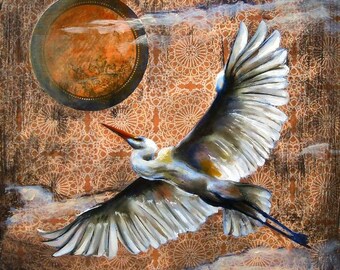 Original Painting "Flying Sun" Oil painting. Ready to hang.