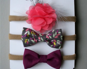 Flower and headband, elastic or clip - baby and child - fabric loops