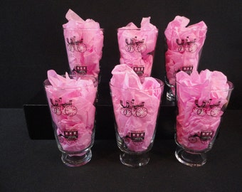 Vintage Libbey Curio Buggy Antique Car Carriage Glasses Tumblers set of Six (6)