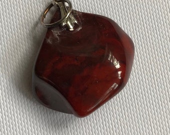 Jasper ~Deep brown-red petite pendant.
