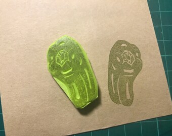 Green pepper hand carved rubber stamp- cooking rubber stamp