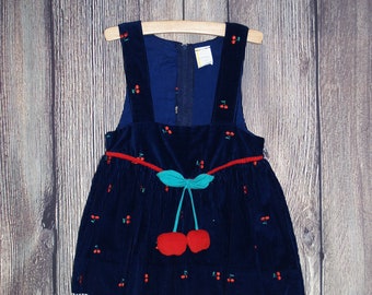 Vintage Girls Cherry Jumper Dress Size 2t