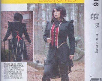 McCalls 7616 Misses Steampunk Cos Play Costume Tailcoat Jacket and Vest UNCUT Sewing Pattern