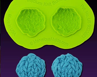 KNIT BUTTON MOLD Medium Knit Buttons Mold Marvelous Molds/Silicon Fondant Cake Edible Decorations/Fondant Molds/Knit Texture Mats