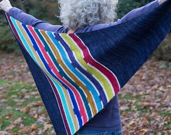 Pipes - a bias knit garter stitch striped shawl