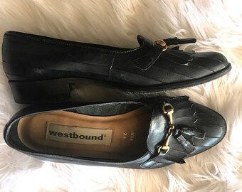 80s Leather Flats Kiltie Fringe Loafers