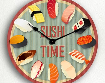 Sushi Time Silent Wall Clock