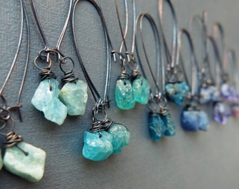 Raw Crystal Earrings - Raw Gemstone Earrings - Healing Crystal Jewelry - Dangle Earrings - Boho Earrings - Raw Stone Earrings - Boho Jewelry