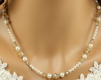 Ivory Pearl Bridal Necklace - Swarovski Pearl Necklace - Wedding Jewelry - Pearl Bridal Jewelry - Bridal Accessories