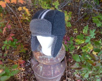 Kids Bomber Lumberjack Black Gray Hat Wool Sweater Aviator Hat
