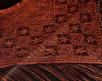 Lace scarf bridal shawl lace wrap bohemian fashion triangle shawl brown lace bridesmaid shawl wedding lace shawl dark brown shawl vintage