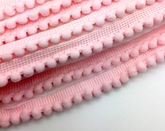 Pink Pom Pom Trim, Pom Pom Ribbon, Mini Pom Trim, Decorative Ribbon.