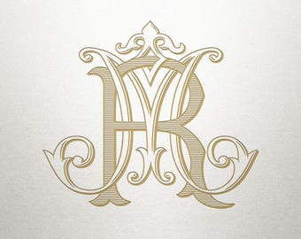 Vintage Wedding Monogram - MR RM - Wedding Monogram - Digital