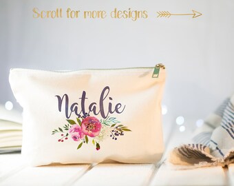 Bridesmaid Makeup Bag, Make Up Bag, Bridesmaids Gifts, Monogram Cosmetic Bag, Floral Makeup Bag, Bridesmaids, Will You Be My Bridesmaid Bag