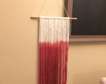 Wool Yarn Dip Dye Wall Hanging-Solid Red