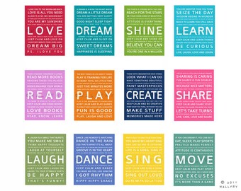 SET Of ANY 9 Typography Art Prints Baby Nursery Kids Wall SET Of ANY 9 Typography Art Prints Baby Nursery Kids Wall
