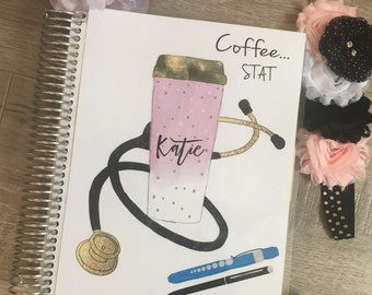 Planner cover for Erin Condren Planner, Happy Planner, Recollections Planner, Nurse, CNA, medical, stethoscope, school, student, white coat