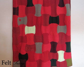 Wool Sweater Blanket - Recycled Wool Sweaters - Candy Apples - by FeltSassy