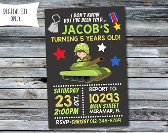 Army Birthday Invitation / Army Invitation / Military Invitation / Soldier Invitation (Personalized) Digital Printable File