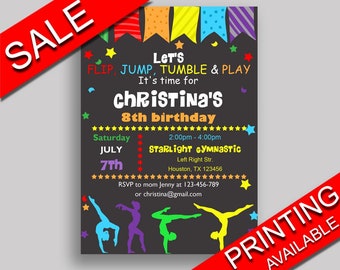 Gymnastics Birthday Invitation Gymnastics Birthday Party Invitation Gymnastics Birthday Party Gymnastics Invitation Girl QKROL