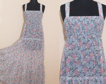 1970's sheer floral maxi dress
