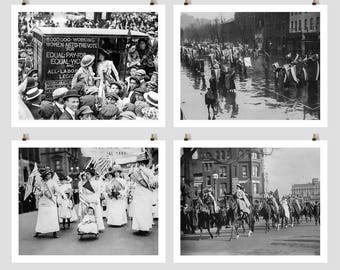 Suffragette Protest Photo Collection, Picket, March, Women's March, Equal Pay, Voting Rights, Equal Rights, Women's History, Wall Art