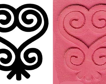African Adinkra Sankofa Stamp for Polymer Clay, PMC, Ceramic Clay, Scrapbooking - Adrinkra Sankofa Heart Design Stamp for PMC Clay
