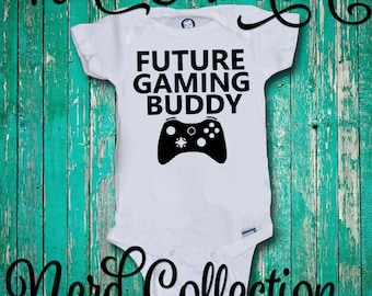 Baby Onesie Future Gaming Buddy Gamer Daddy Baby Shower Gift Nursery Funny Humerious Custom Baby Clothing Gerber Infant