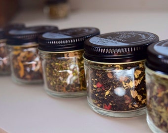 Tea Trio | ORGANIC Loose Leaf Tea Samplers | Beautiful Glass Jar Samplers | Tea Gift