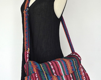 Women Hippie Messenger Bag Handbags Nepali Woven Bag Crossbody Bag Boho Bag Cotton Shoulder Bag Diaper Bag Women Purse (Susan)