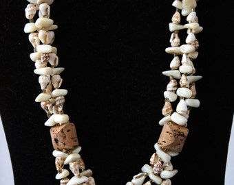Sea shell and cork beaded necklace