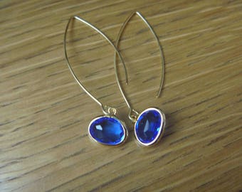 Golden Earrings: Crystal lagoon blue