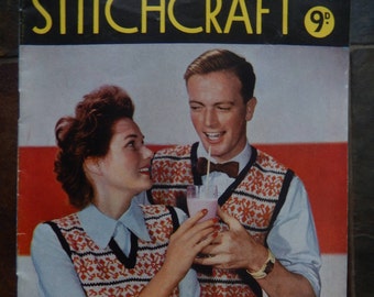 1940s Fair Isle Knitting Booklet/Patterns, Stitchcraft, Original Vintage Patterns, Fair Isle Knitting, 1940s Fair Isle Pullover, 1940s Hats