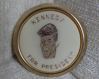 Vintage JFK Political Tie Clip, John F Kennedy Campaign Tie Clip, JFK Caricature Campaign Tie Bar